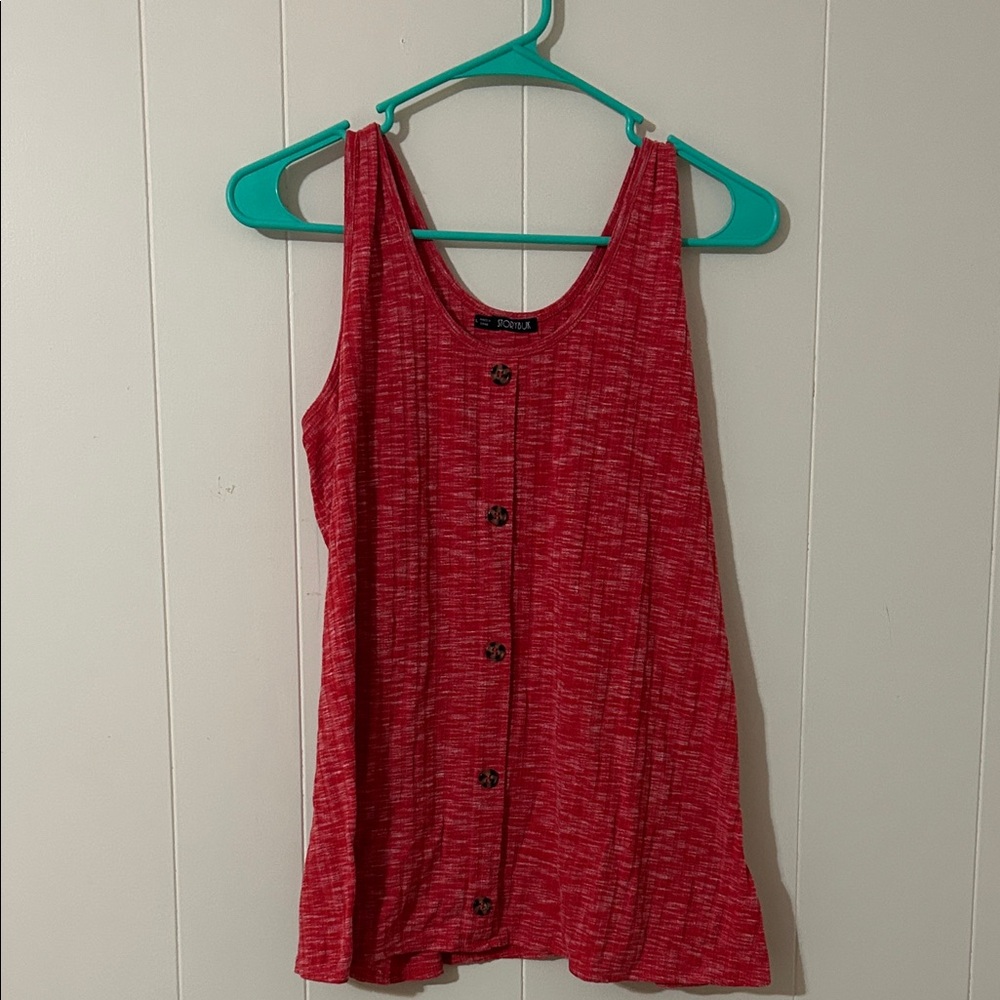 Stylish Red Button-Down Tank Top